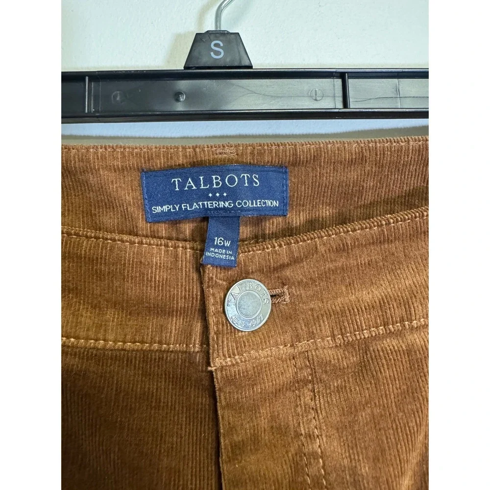 Talbots High Waist Straight Leg Brown Corduroy Pants Women's Size 16W